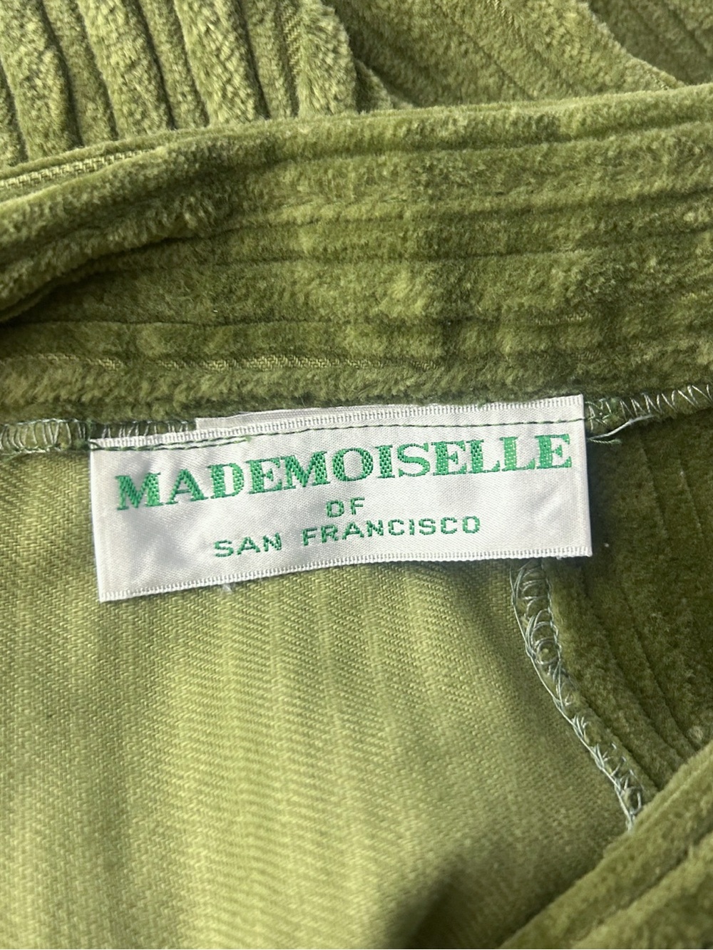 Vintage Mademoiselle of San Francisco Green Corduroy Wrap Midi Skirt Pockets 70s - Picture 6 of 7